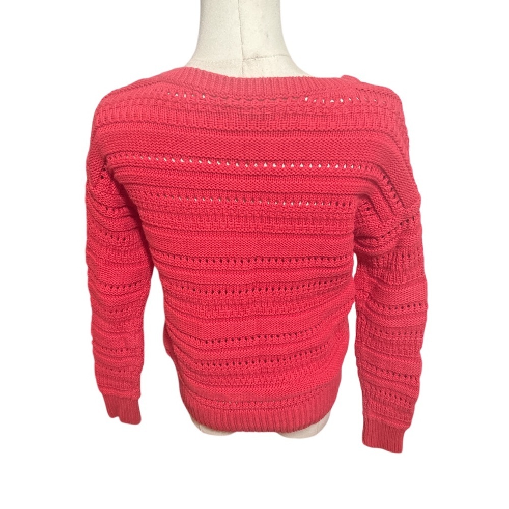 Abercrombie Kids 13/14 Pink V Neck Knit Sweater Pointelle (fits adult XS ) - Picture 3 of 6